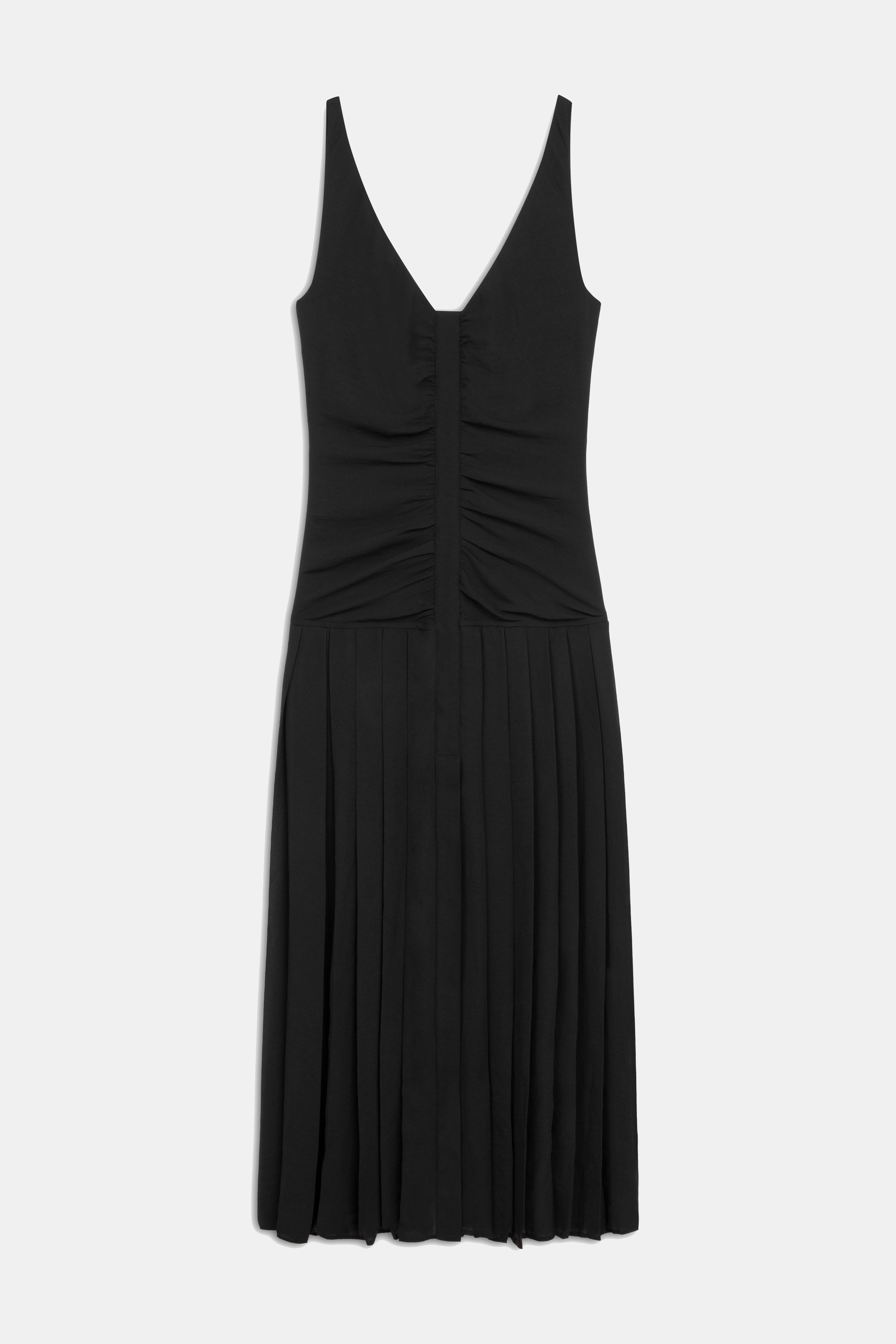 claude pleated dress Khaite Claude Pleated Ruffle Strapless Midi Dress