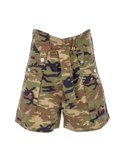 High Waist Military Shorts