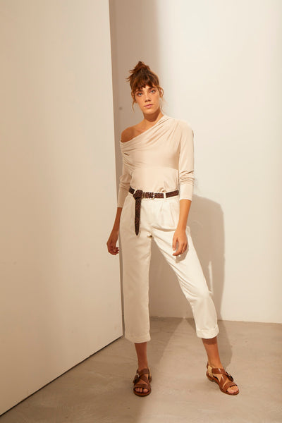 Pleated Denim Pants